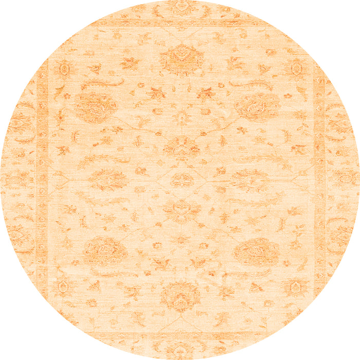 Round Oriental Orange Traditional Rug, abs3480org