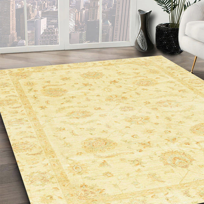 Machine Washable Abstract Sun Yellow Rug in a Family Room, wshabs3480