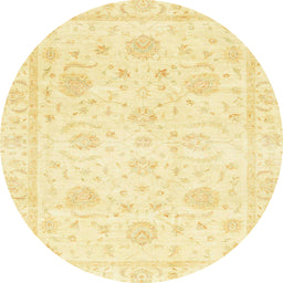 Round Machine Washable Abstract Sun Yellow Rug, wshabs3480