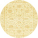 Round Machine Washable Abstract Sun Yellow Rug, wshabs3480