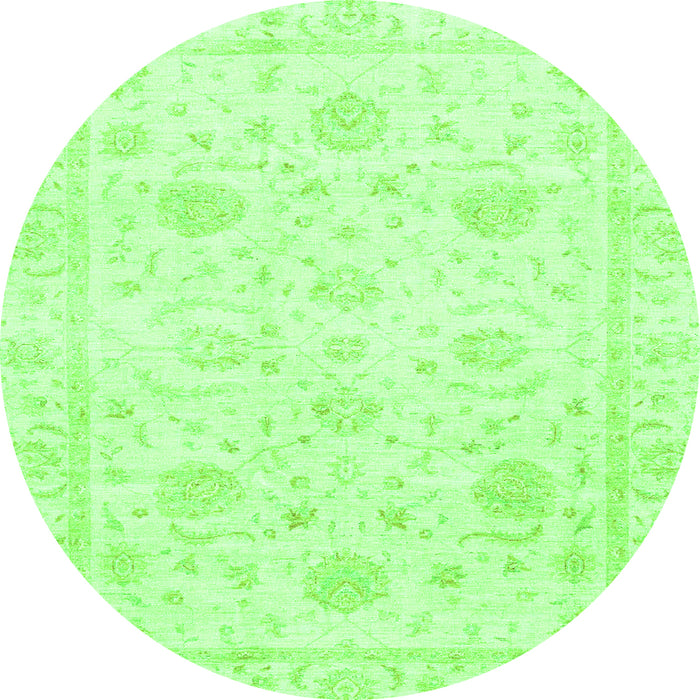 Round Machine Washable Oriental Green Traditional Area Rugs, wshabs3480grn
