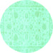 Round Oriental Turquoise Traditional Rug, abs3480turq