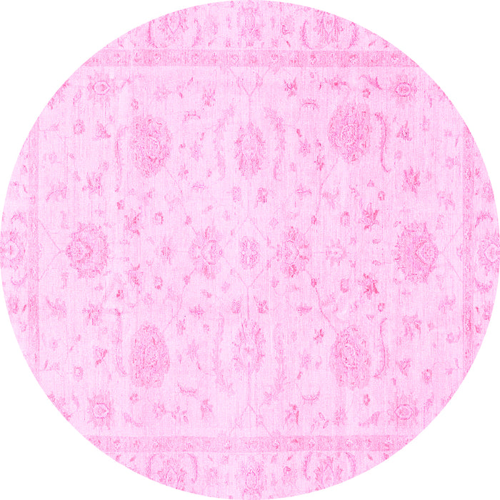 Round Oriental Pink Traditional Rug, abs3480pnk