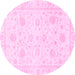 Round Oriental Pink Traditional Rug, abs3480pnk