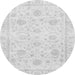 Round Machine Washable Oriental Gray Traditional Rug, wshabs3480gry