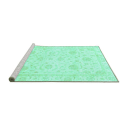 Sideview of Machine Washable Oriental Turquoise Traditional Area Rugs, wshabs3480turq