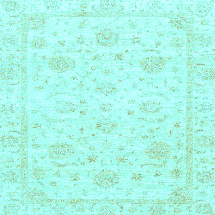 Square Machine Washable Oriental Light Blue Traditional Rug, wshabs3480lblu