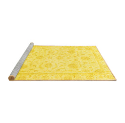 Sideview of Machine Washable Oriental Yellow Traditional Rug, wshabs3480yw