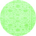 Round Oriental Green Traditional Rug, abs3480grn