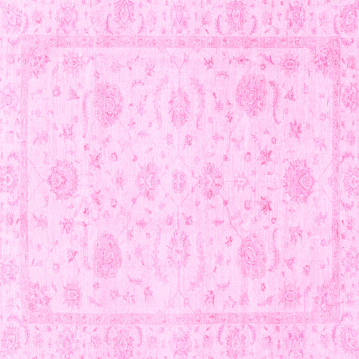 Square Machine Washable Oriental Pink Traditional Rug, wshabs3480pnk