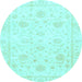 Round Oriental Light Blue Traditional Rug, abs3480lblu