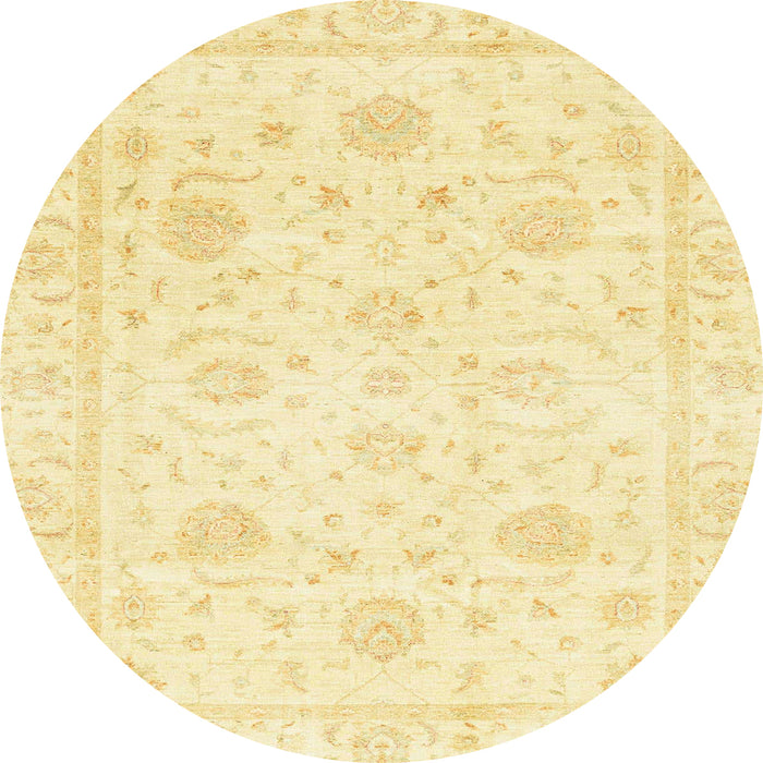 Round Abstract Sun Yellow Oriental Rug, abs3480