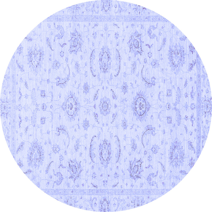 Round Machine Washable Oriental Blue Traditional Rug, wshabs3481blu