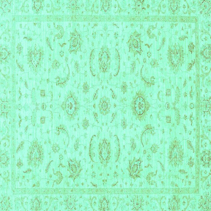Square Machine Washable Oriental Turquoise Traditional Area Rugs, wshabs3481turq