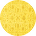 Round Oriental Yellow Traditional Rug, abs3481yw