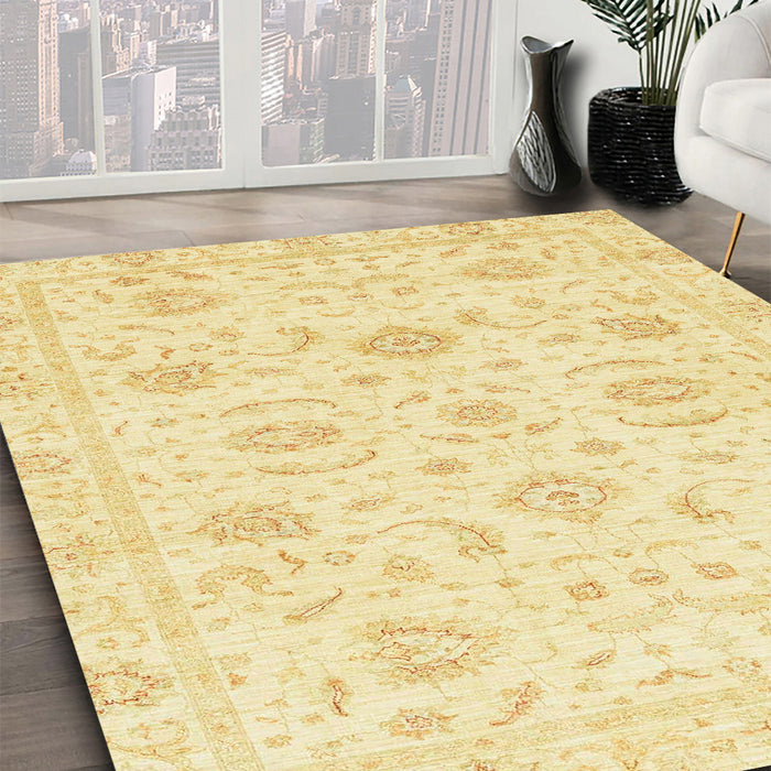 Machine Washable Abstract Sun Yellow Rug in a Family Room, wshabs3481