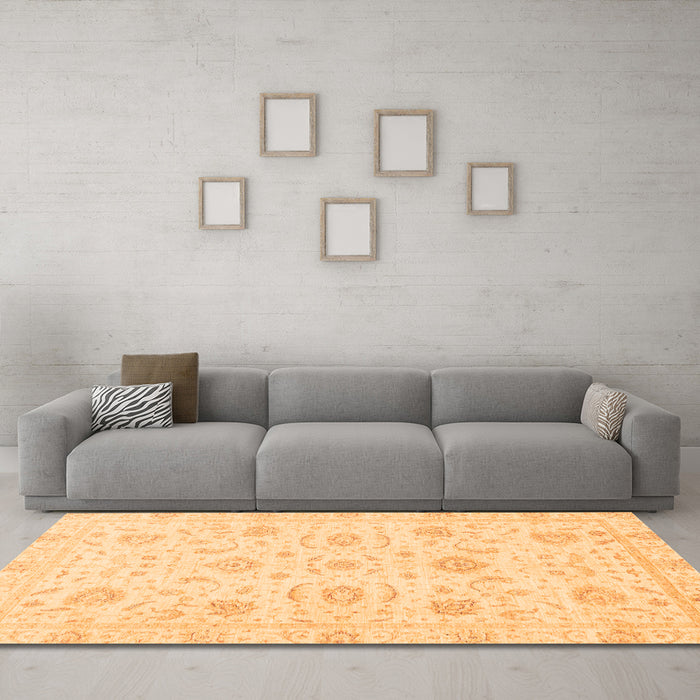 Machine Washable Oriental Orange Traditional Area Rugs in a Living Room, wshabs3481org