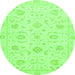 Round Oriental Green Traditional Rug, abs3481grn