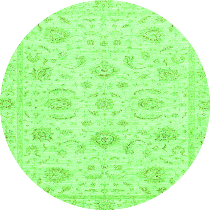 Round Machine Washable Oriental Green Traditional Area Rugs, wshabs3481grn