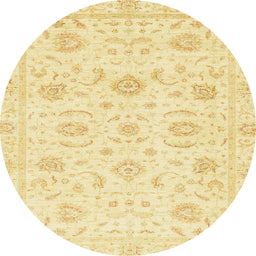 Round Machine Washable Abstract Sun Yellow Rug, wshabs3481