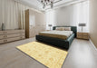 Machine Washable Abstract Sun Yellow Rug in a Bedroom, wshabs3481