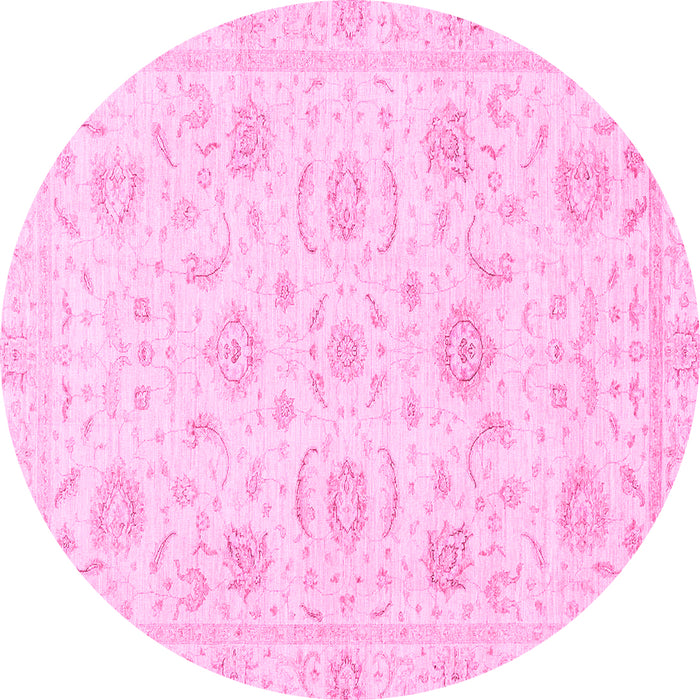 Round Oriental Pink Traditional Rug, abs3481pnk