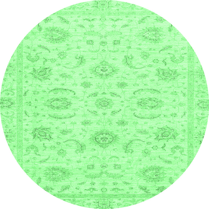 Round Oriental Emerald Green Traditional Rug, abs3481emgrn