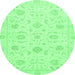 Round Oriental Emerald Green Traditional Rug, abs3481emgrn