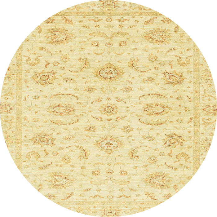 Round Abstract Sun Yellow Oriental Rug, abs3481