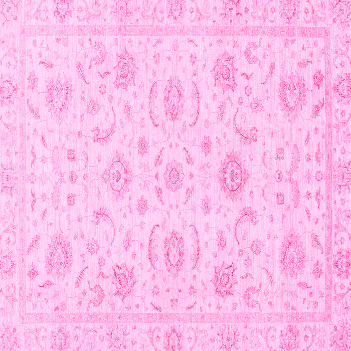 Square Machine Washable Oriental Pink Traditional Rug, wshabs3481pnk