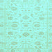 Square Machine Washable Oriental Light Blue Traditional Rug, wshabs3481lblu