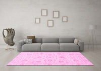 Machine Washable Oriental Pink Traditional Rug, wshabs3481pnk