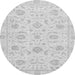 Round Machine Washable Oriental Gray Traditional Rug, wshabs3481gry