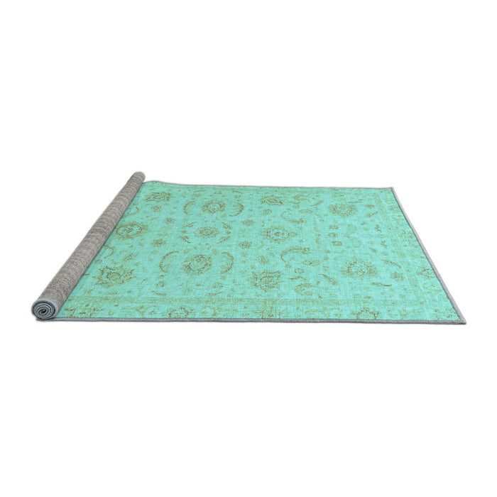 Sideview of Machine Washable Oriental Light Blue Traditional Rug, wshabs3481lblu