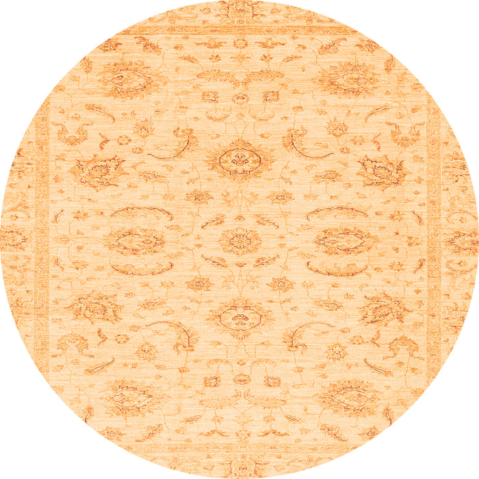 Round Oriental Orange Traditional Rug, abs3481org