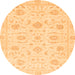 Round Oriental Orange Traditional Rug, abs3481org