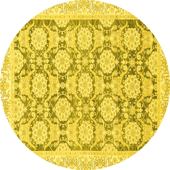 Round Oriental Yellow Traditional Rug, abs3482yw