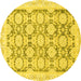 Round Oriental Yellow Traditional Rug, abs3482yw