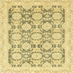 Square Abstract Mustard Yellow Oriental Rug, abs3482