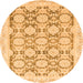 Round Machine Washable Oriental Orange Traditional Area Rugs, wshabs3482org