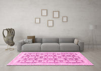 Machine Washable Oriental Pink Traditional Rug, wshabs3482pnk