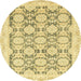 Round Abstract Mustard Yellow Oriental Rug, abs3482