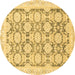 Round Oriental Brown Traditional Rug, abs3482brn