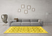 Machine Washable Oriental Yellow Traditional Rug in a Living Room, wshabs3482yw