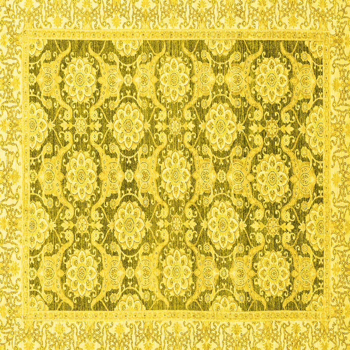 Square Machine Washable Oriental Yellow Traditional Rug, wshabs3482yw
