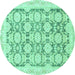 Round Oriental Turquoise Traditional Rug, abs3482turq