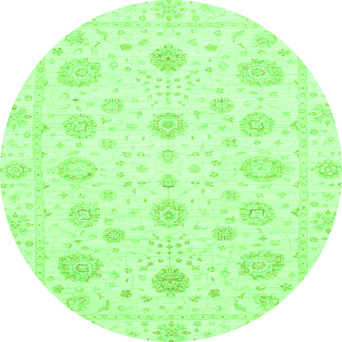 Round Machine Washable Oriental Green Traditional Area Rugs, wshabs3483grn