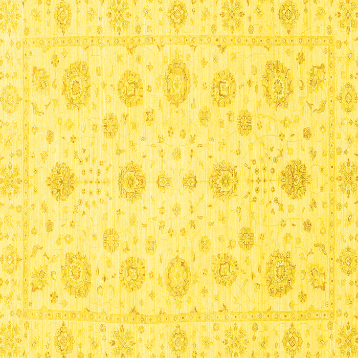 Square Machine Washable Oriental Yellow Traditional Rug, wshabs3483yw