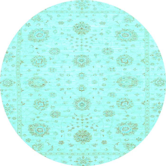Round Oriental Light Blue Traditional Rug, abs3483lblu