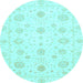 Round Oriental Light Blue Traditional Rug, abs3483lblu